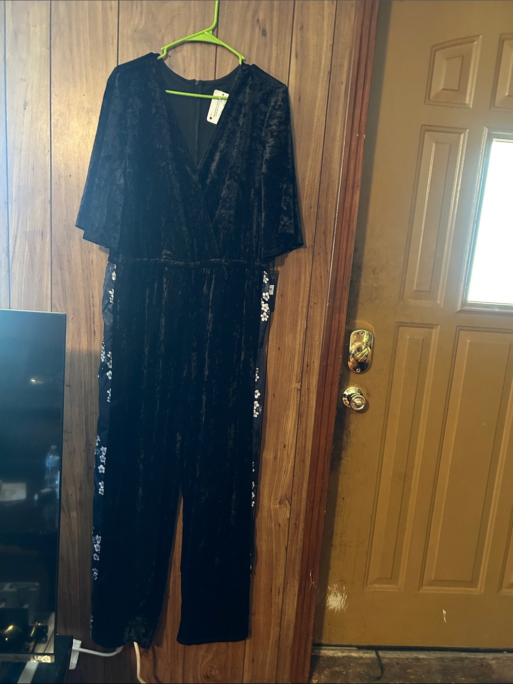 Disney, princess by Torrid Velvet Black Jumpsuit with Side Embroidery